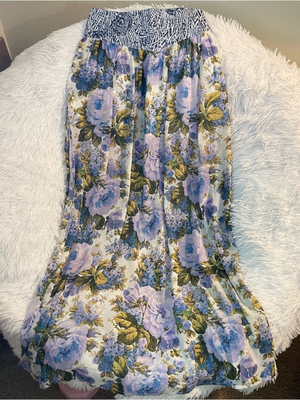Floral Bohemian Gypsy Hippie Slit Asymmetric Skirt